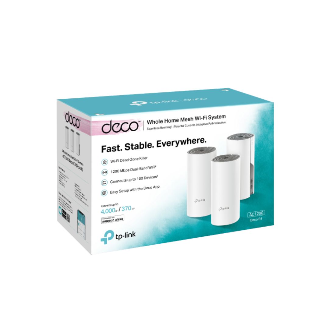 Sistema Mesh TP-Link Deco E4 (2-Pack) AC1200 Elimina Zonas Muertas Roaming Conexiones sin Lag Montaje Control Parental Compatible con Todos los Decos Modo APP DECO E4(2-PACK)