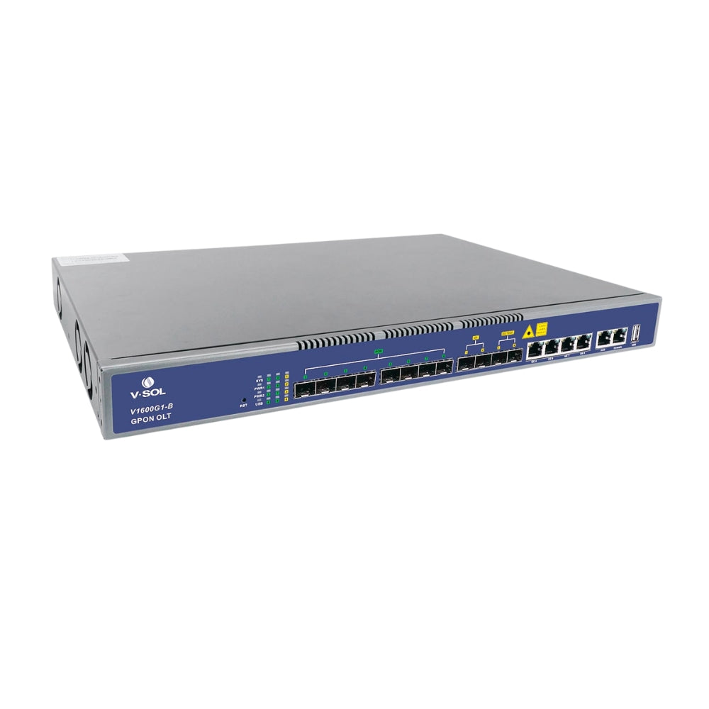 Gpon OLT V-Sol 8xGPON 2xGE SFP 10GE SFP+ USB Soporta Aplicaciones Triple Play 1U Doble Corriente Alterna Compatible con Cualquier marca de ONU V1600G1-B