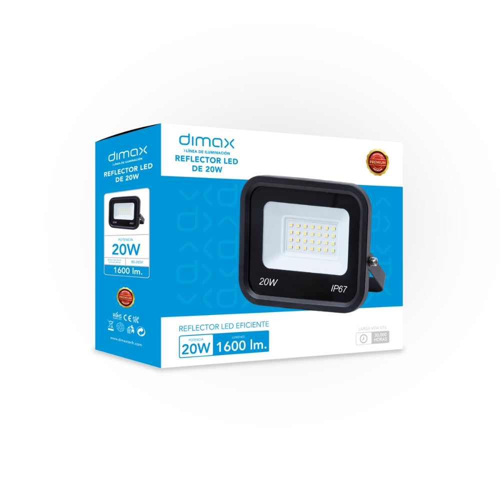 Reflector Dimax 20W de ALuminio para uso en Exterior IP67 S164