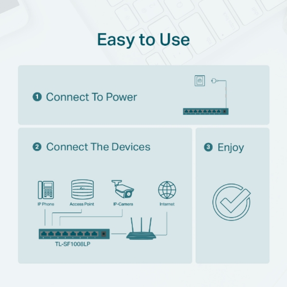 Switch TP-Link 8 Puertos Escritorio 8 puertos 10/100Mbps POE en 4 Puertos TL-SF1008LP
