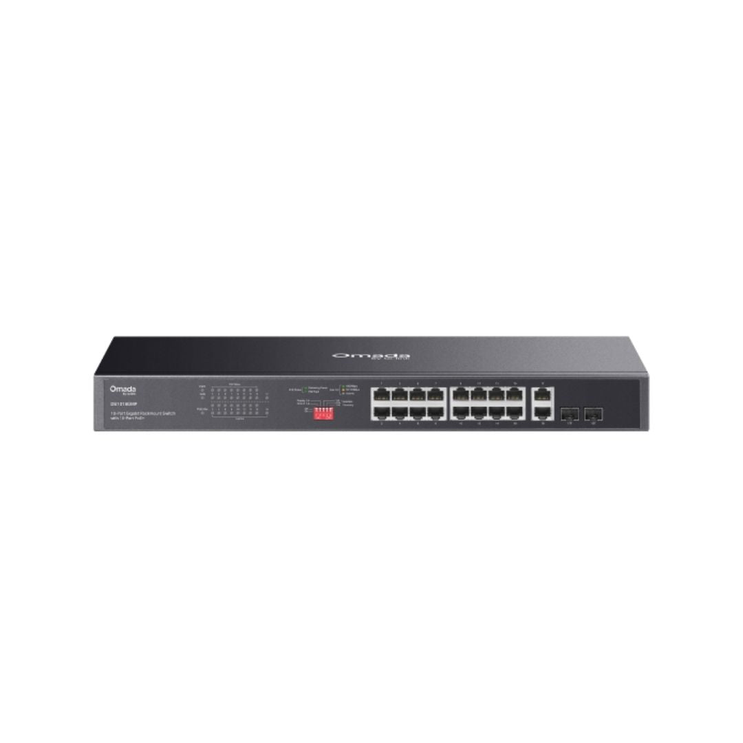 Switch TP-Link Omada 802.3AT/AF 2 Puertos Combo SFP/RJ45 16 Puertos Gigabit POE+ 250Watts DS1018GMP