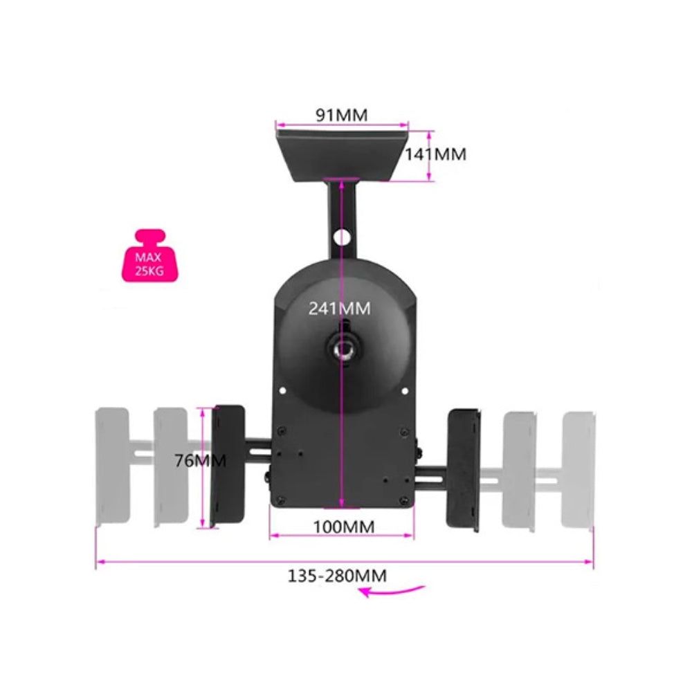 Soporte de pared Dimax para Altavoz 5.3" a 11" Soporta 25Kg 55Lb Rango Giro 45° Rango Inclinacion 7.5° B020