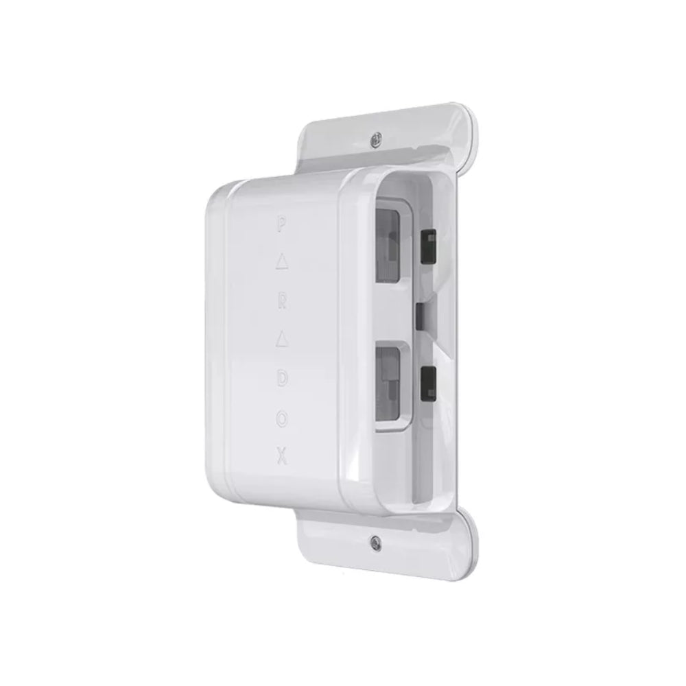 Sensor de Movimiento Paradox Lateral Inalambrico para Exterior Doble Vista Lateral y 4 Sensores Dual cada Lado puede Reportarse como 1 Simple o 2 Zonas Separadas NVR780