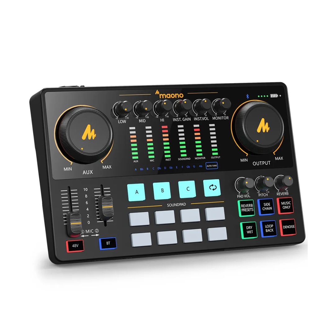 Interfaz de Audio Maono Maonocaster Estudio de Produccion Portatil Conexiones XLR y Jack 3.5mm AME2