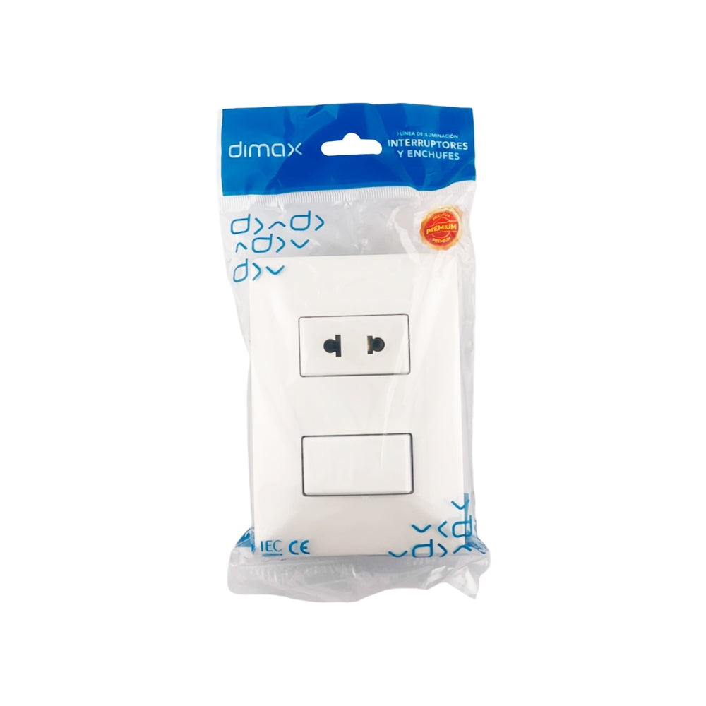 Tomacorriente e Interruptor Dimax Capacidad 10 y 15Amp Z006