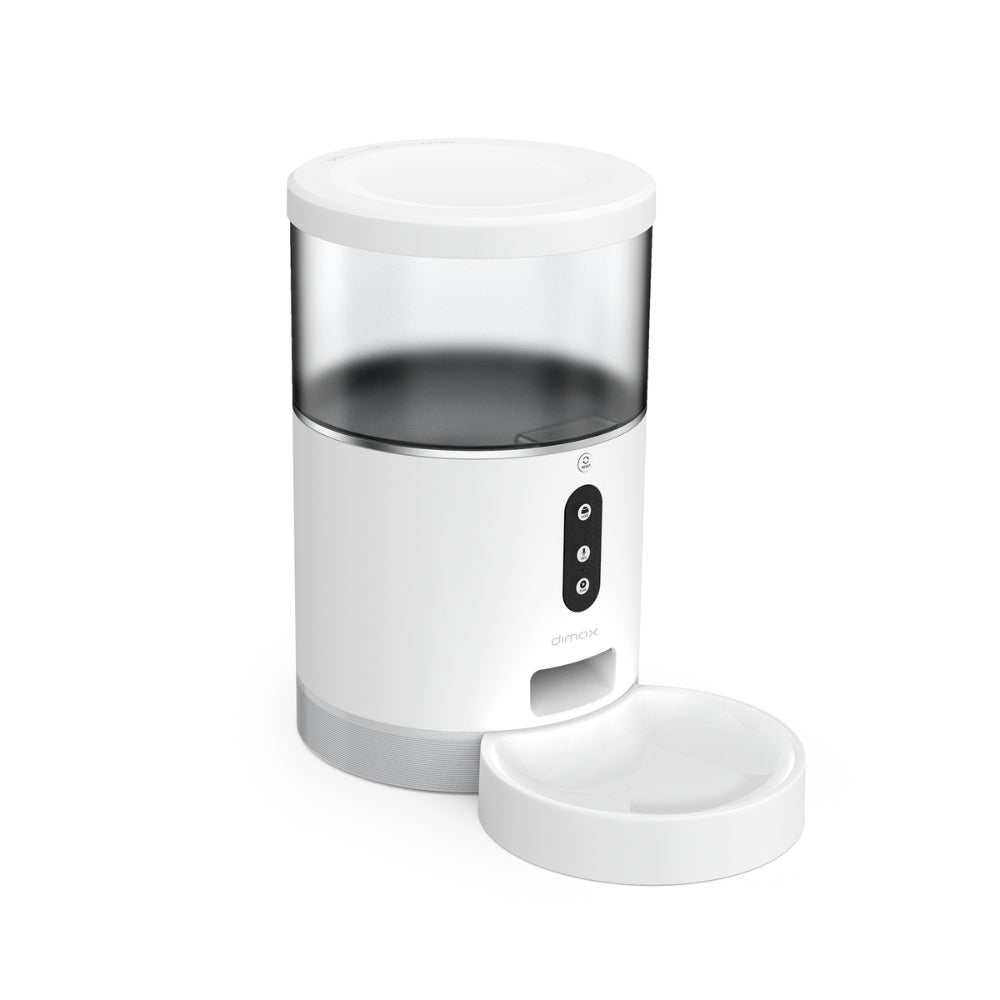 Alimentador Dimax Inteligente para Mascota Capacidad 4 Litros Comida Seca de 2 a 10mm WiFi Notificacion por APP Grabadora de Voz G110