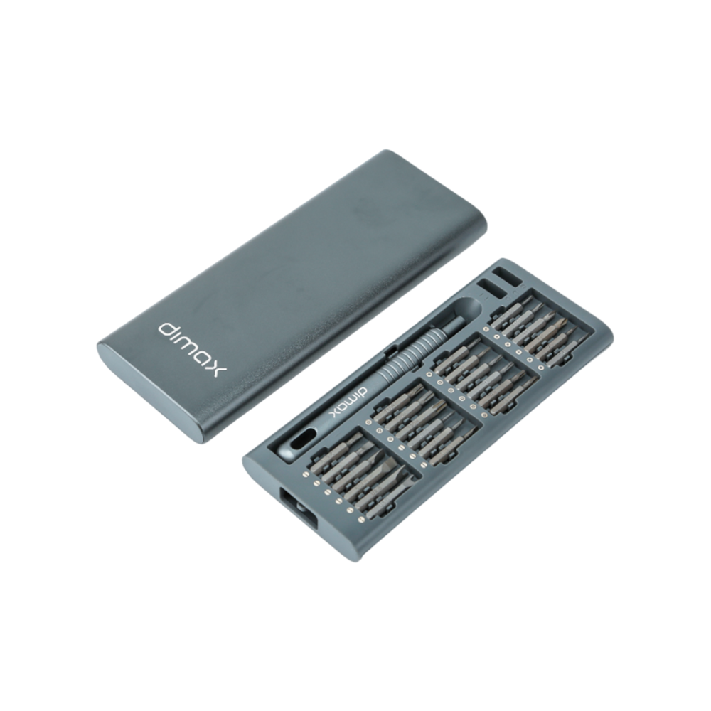 Destornilladores Dimax Kit 51en1 Estuche y Mango de Aleacion de Aluminio Magnetizador y Desmagnetizador incluido Y003