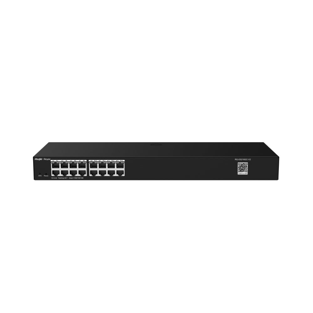 Switch Ruijie Smart Cloud Administrable 16 Puertos Gigabit Reconoce Camara IP NVR Configuracion VLAN Alarma fuera de Linea IPC Rackeable 19" RG-ES216GC-V2