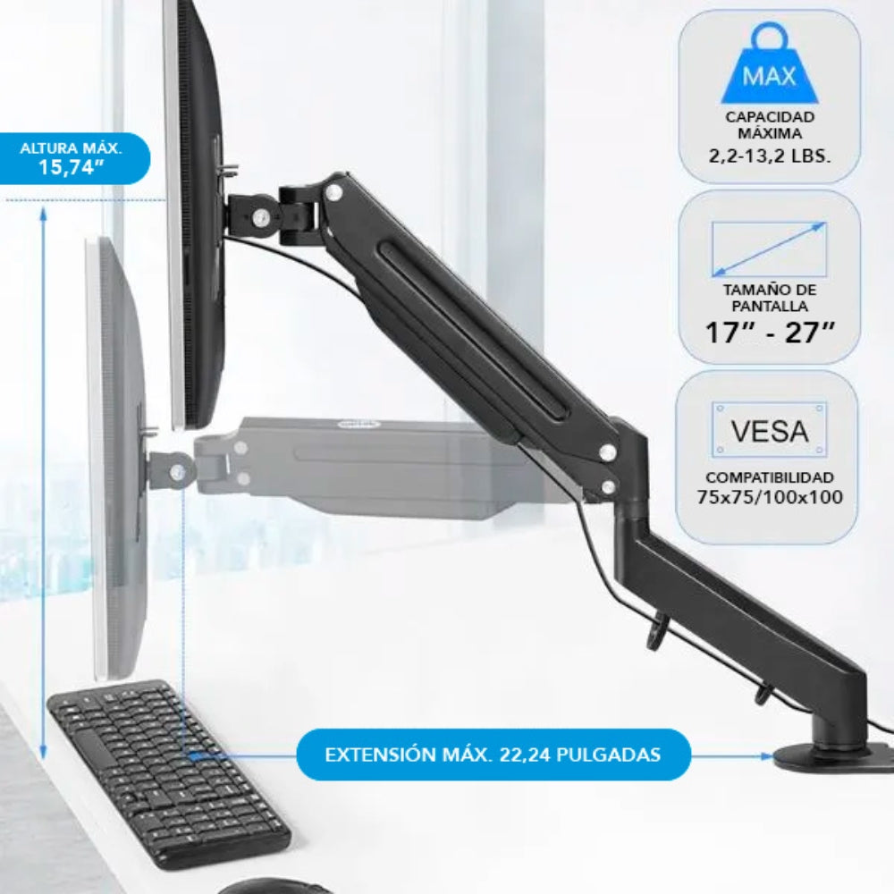 Soporte de Monitor Dimax de 27'' Articulado Soporta 6Kg Brazo Flexible B007