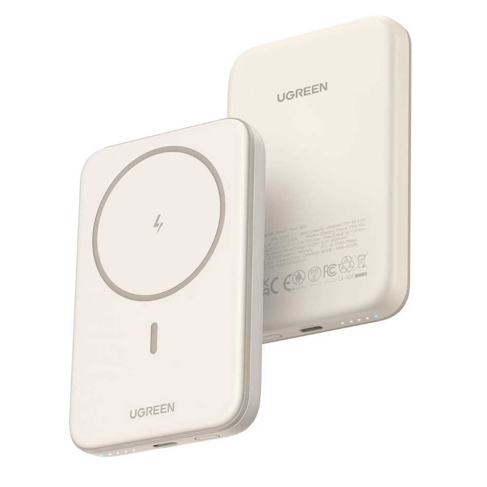 Cargador Portatil Havit Power Bank Magnetico de 5.000 mAh puerto USB-C Carga Dual Simultanea Ultra Compacto color Beige 25207