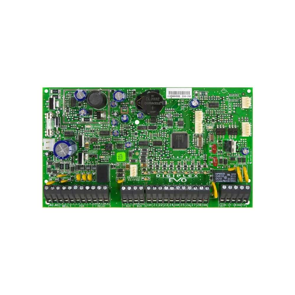 Central de 8 Zonas Paradox Expandible a 192 con 8 Particiones 999 Codigos de Usuario Compatible con Modulos ZX8,RTX3,ACM12,PCS250,PCS250-G,IP150,VDMP3 Memoria de 2048 Eventos EVO-192