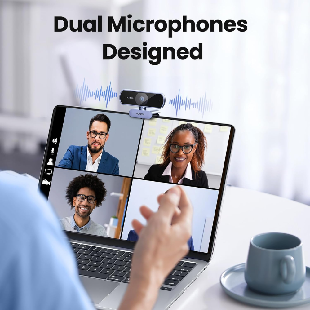 Camara Web Ugreen Full HD 1080p 30FPS Zoom Optico Microfono Dual con Cancelacion de Ruido Correccion de Luz Compatible con Windows MAC y Android 15728
