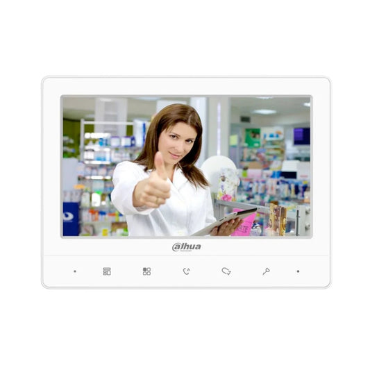 Monitor Dahua para Video Portero Analogico Pantalla 7" TFT 1024x600 Botones Tactiles color Blanco DH-VTH1020J