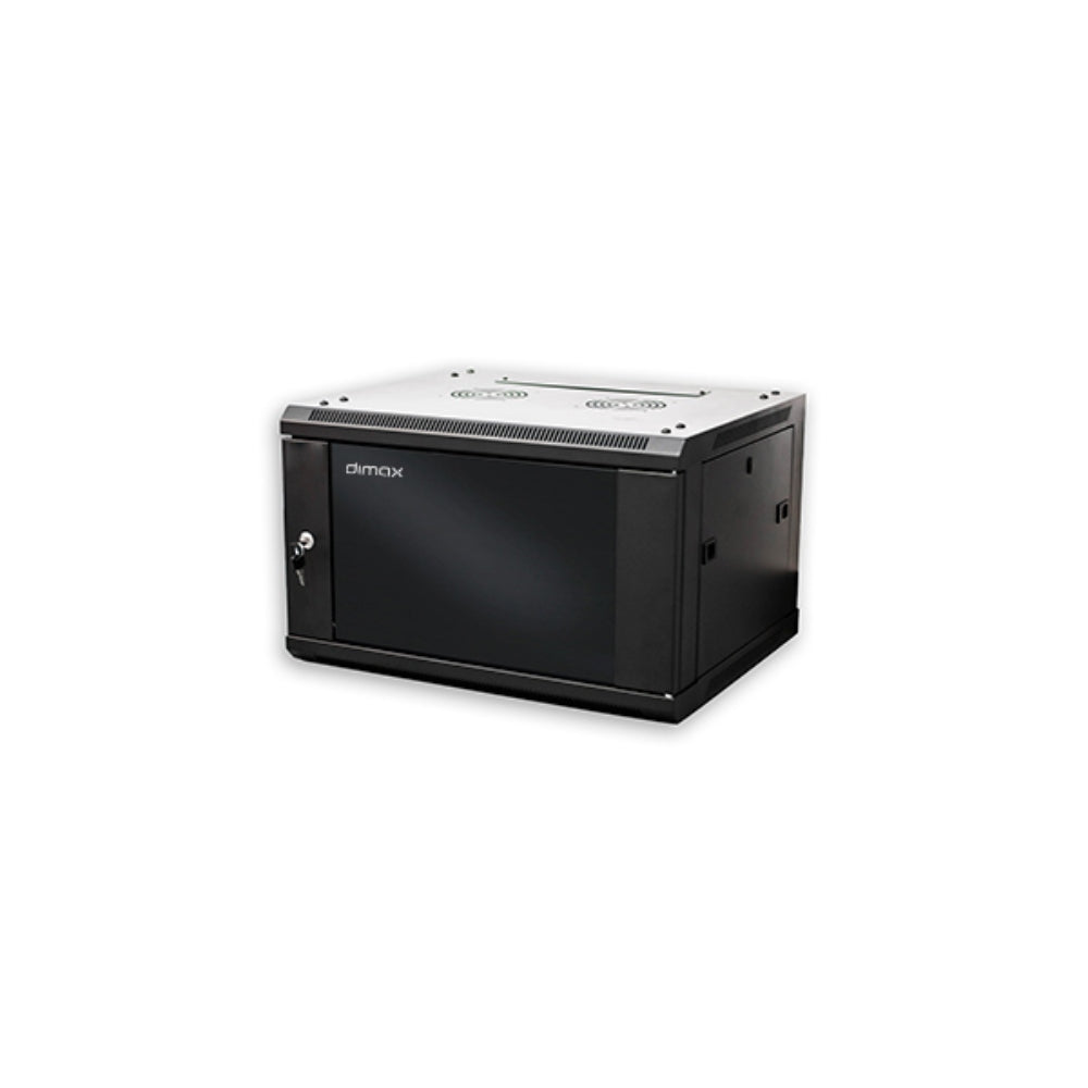 Gabinete Dimax 6U 370x450x600mm SOHO Puerta de Cristal Capacidad 60Kg Norma ROHS color Negro C750