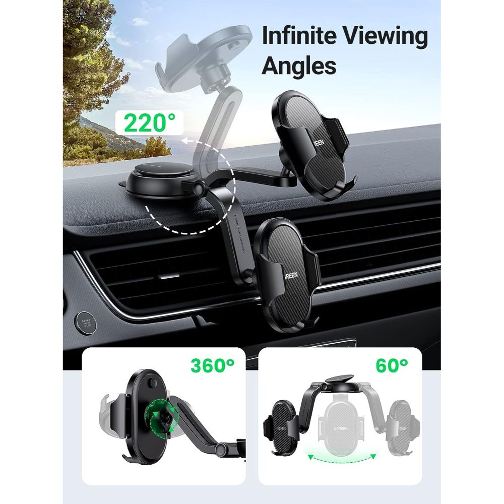 Soporte Ugreen de Telefono en Forma de Cascada con Angulo de Vision Regulable sin Obstruccion con Ventosa 360 grados 20473