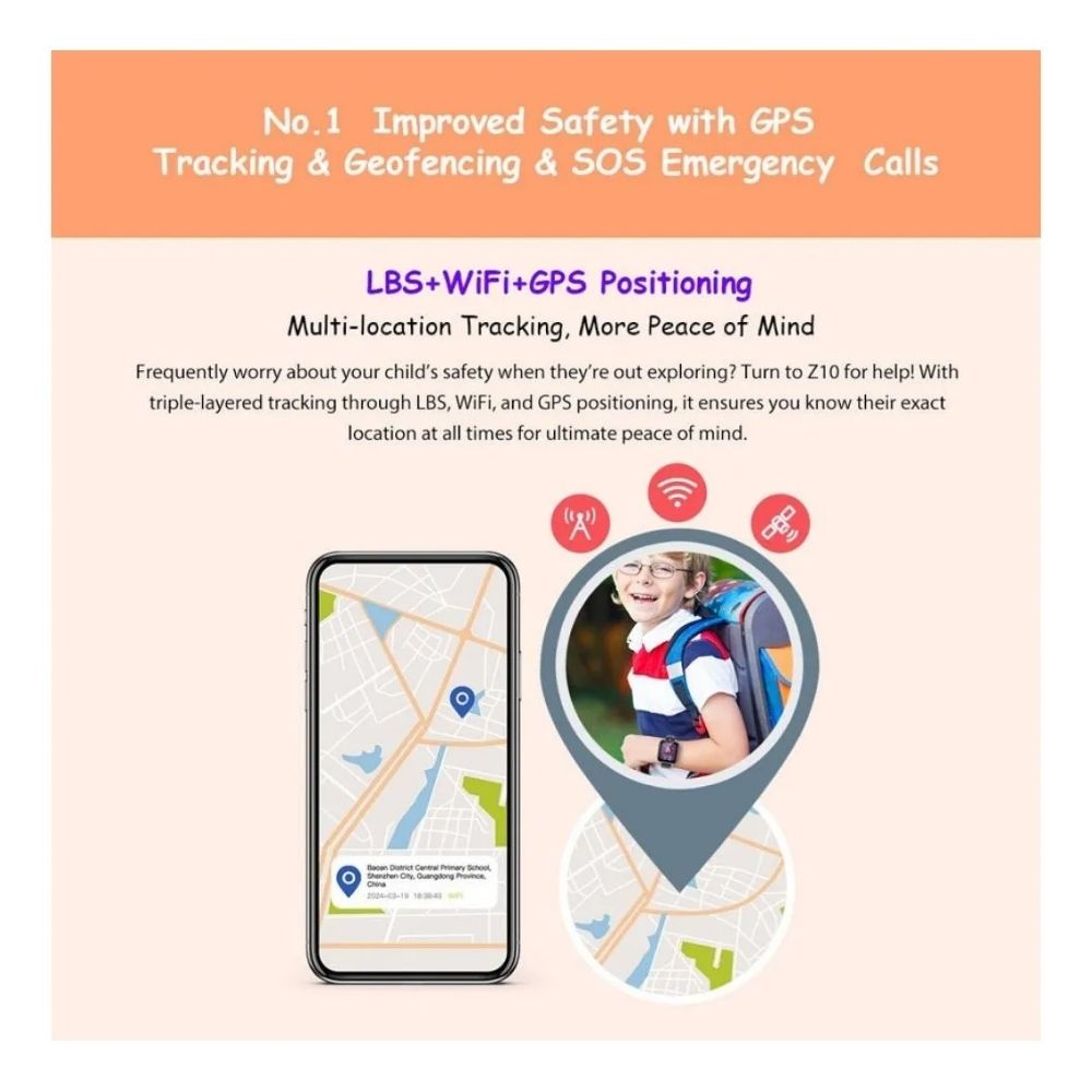 Reloj GPS Blackview con Camara para Niños Pantalla 1.83" RAM 1GB Memoria 8GB ROM Bateria 680mAh 2-3 dias color Azul Z10-BLUE