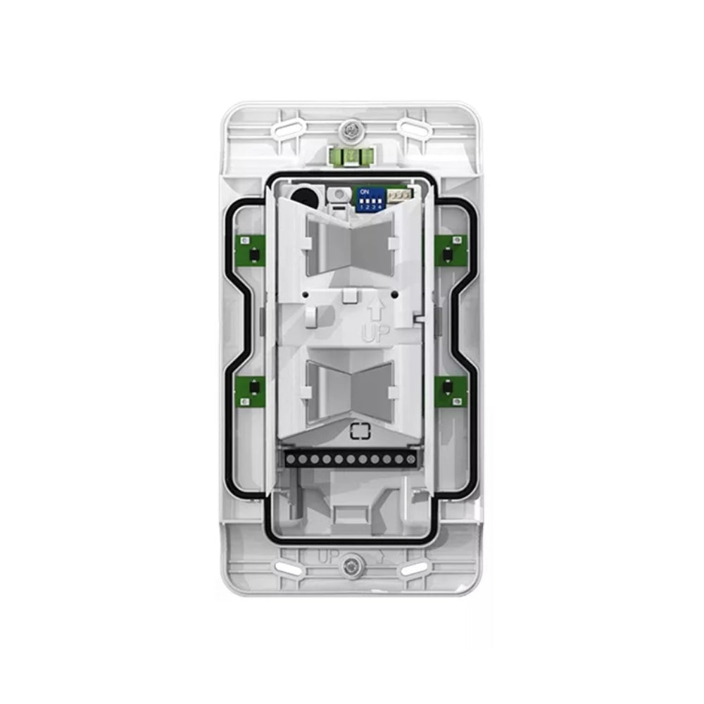 Sensor de Movimiento Paradox Lateral Inalambrico para Exterior Doble Vista Lateral y 4 Sensores Dual cada Lado puede Reportarse como 1 Simple o 2 Zonas Separadas NVR780