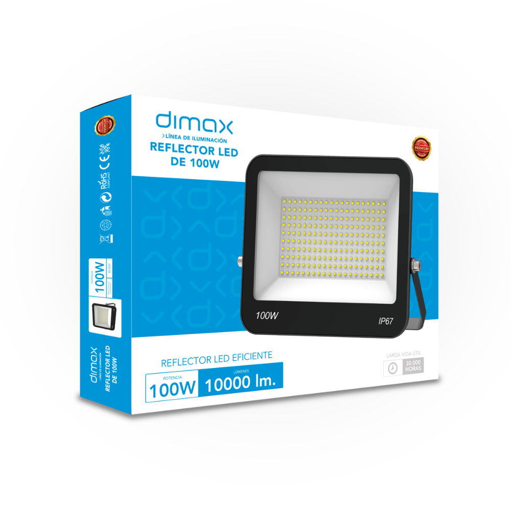 Reflector Dimax 100W de ALuminio para uso en Exterior IP67 S167