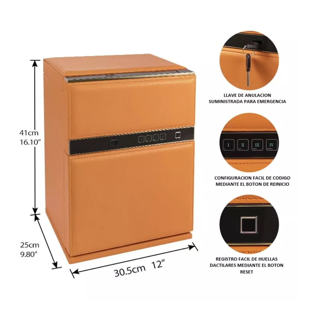 Caja Fuerte Safewell Doble con Clave+Contraseña+Huella Tipo Armario para Joyas JS0104-Naranja