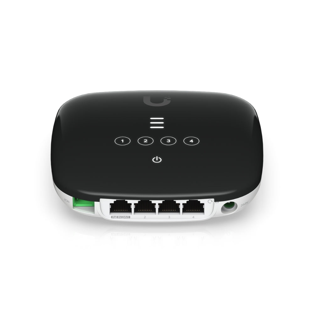 Ufiber Ubiquiti WiFi Router GPON WiFi 1xWAN SC/UTP GPON 4xEthernet Gigabit 550Mbps Pantalla Informativa PoE 24Vdc 0.3Amp Incluido UB-UF-WIFI