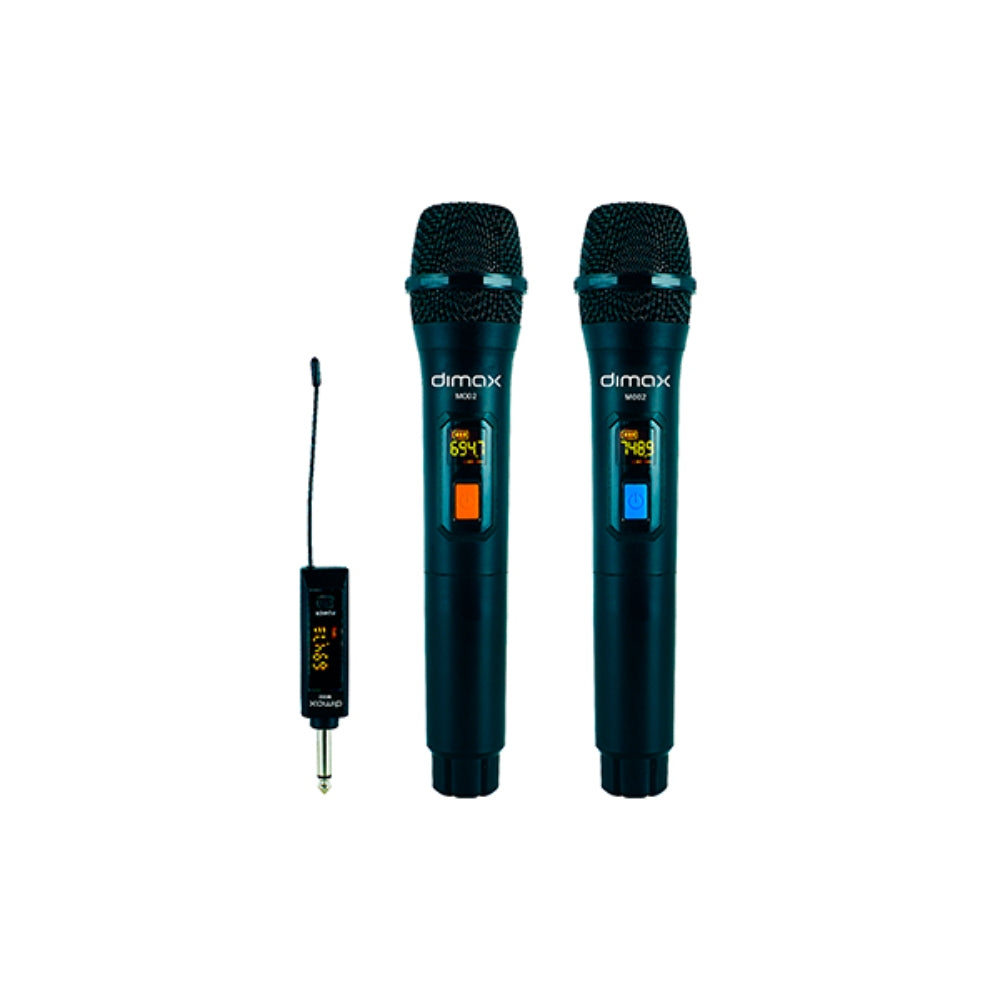 Microfono Dimax UHF Inalambrico 470 a 608MHz Alcance hasta 60 Metros Bateria hasta 5 Horas M002
