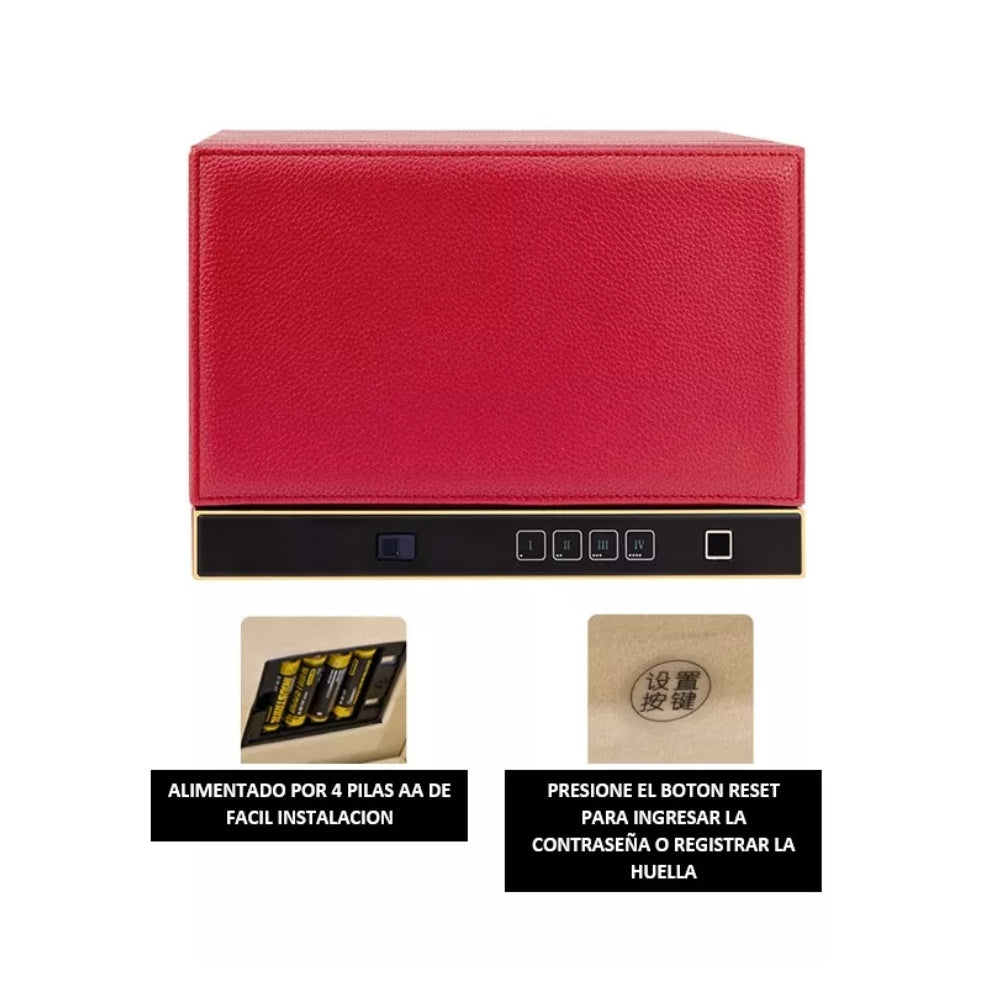 Caja Fuerte Safewell con Contraseña y Huella Tipo Joyero 30x20x20cm JS0103-Rojo
