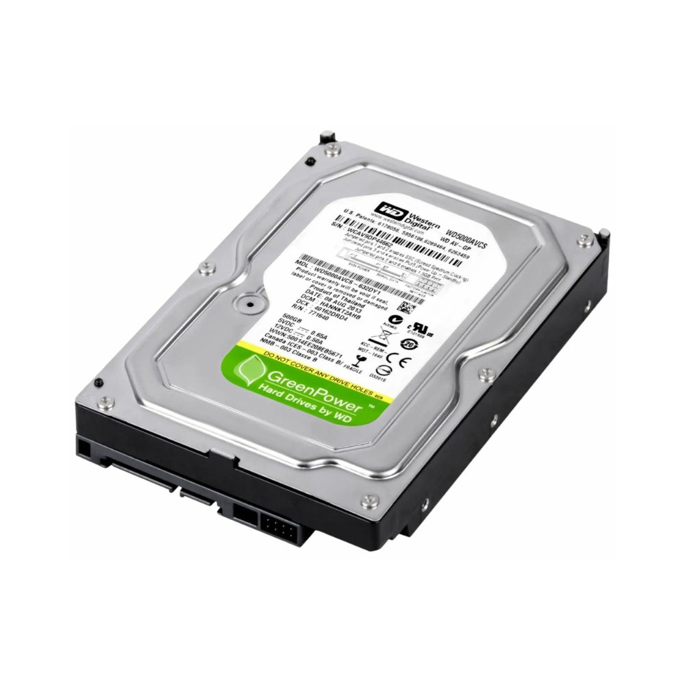 Disco Duro Western Digital Verde 500GB 5400RPM Sata III 3.5" Trabajo 24/7 Cache 16MB para Video Vigilancia Reacondicionado WD5000AVCS