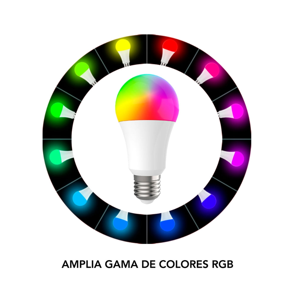 Bombilla Foco Dimax Smart RGB+CW E27 9 Watts WiFi Bluetooth Control por Voz Alexa y Google S103