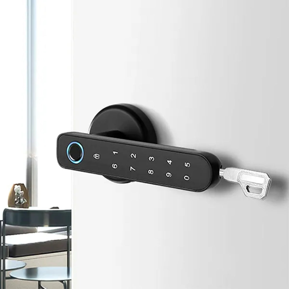Cerradura Inteligente Dimax Apertura con Huella y Llave Version Bluetooth Alimentacion 4 Pilas AAA color Negro DMS-WD023-B