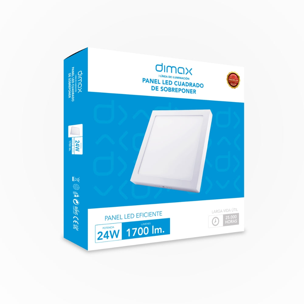 Luz LED Dimax Cuadrada de Sobreponer 24W Luz Blanca 6500K S161