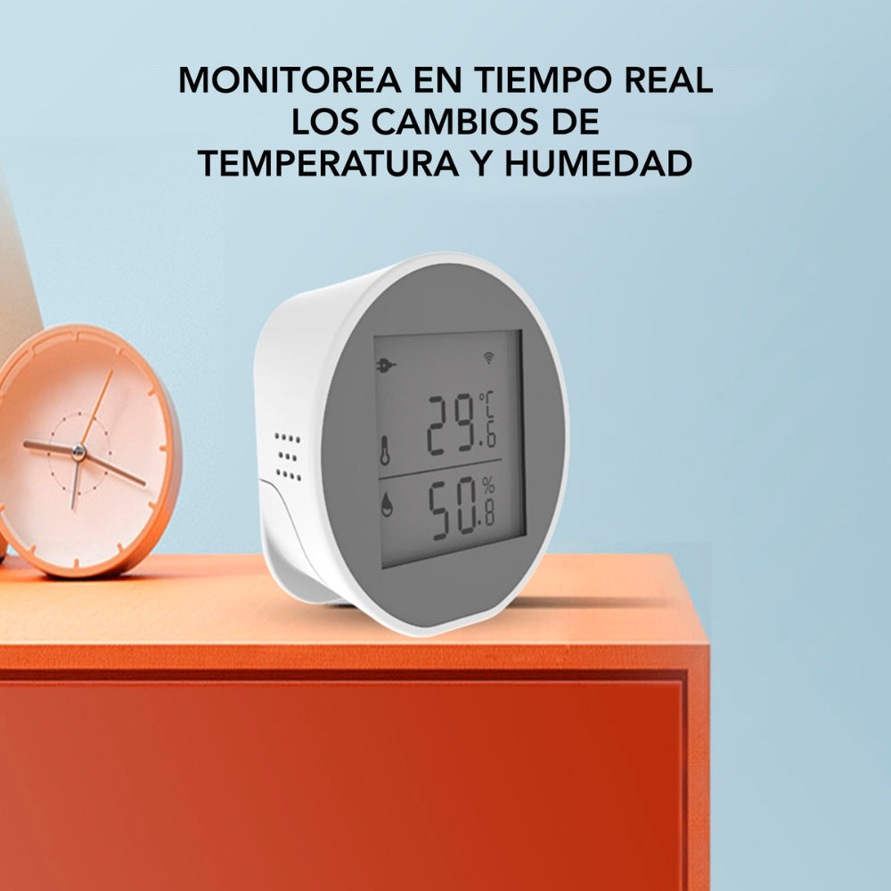 Sensor Dimax de Temperatura y Humedad Wifi Control por Voz Alexa y Google Pantalla con Reloj Digital Alimentacion USB y Pilas AAA S111