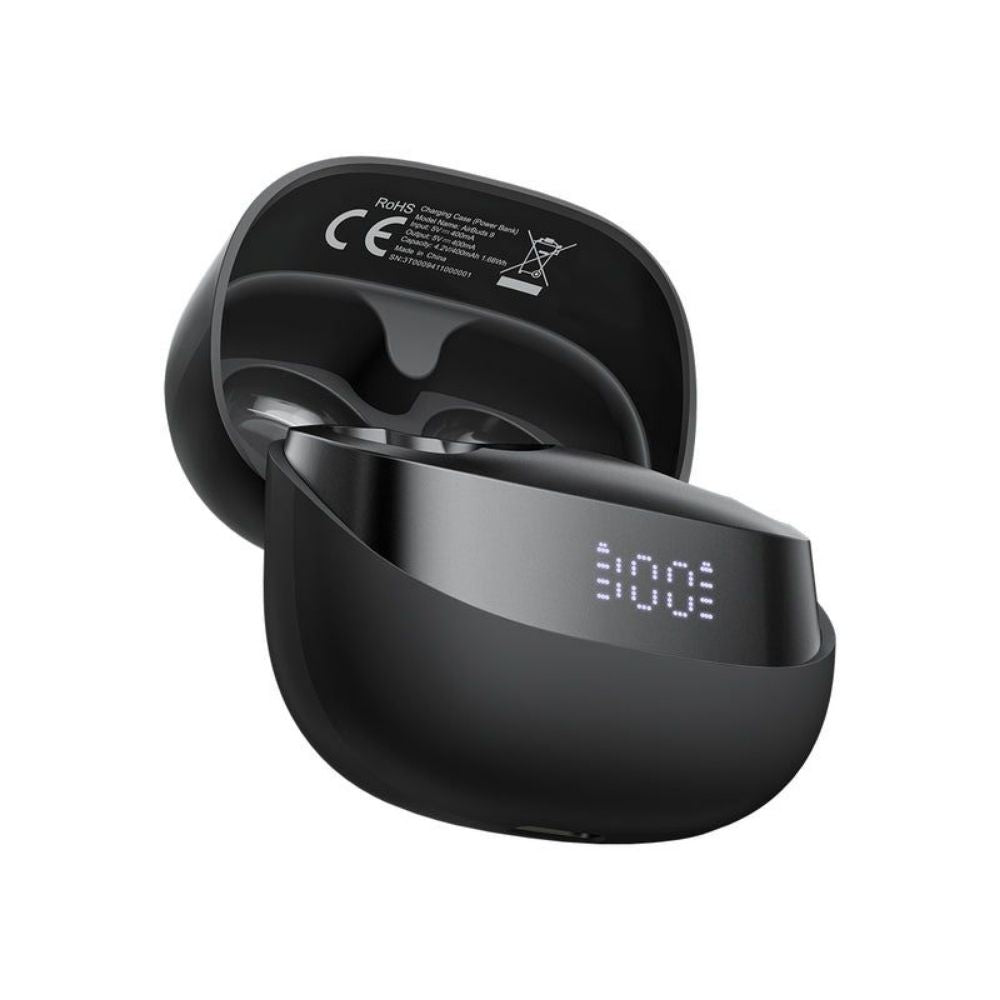 Audifonos Blackview Inalambricos Confort Bluetooth 5.4 Autonomia hasta 5 horas y 24 horas con el estuche Estuche de Carga con Display Nivel de Bateria color Negro AIRBUDS 9-BK