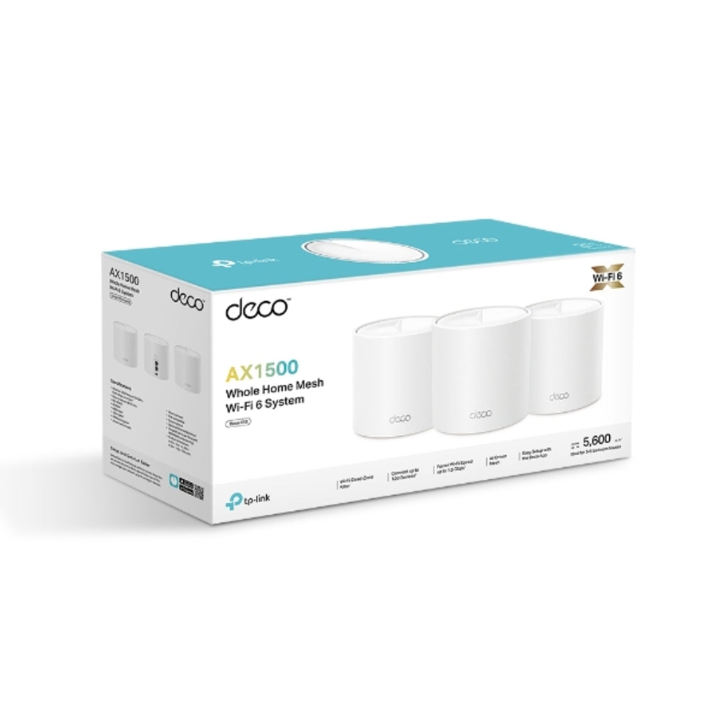 Set de 3 Piezas Sistema WiFi6 Mesh TP-Link AX1500 Elimina Zonas Muertas Roaming Conexiones sin Lag Control Parental MU-MIMO X10(3-pack)