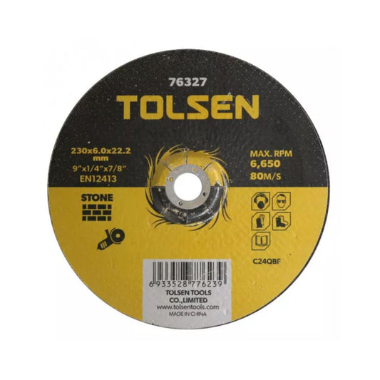 Disco de Desbaste Tolsen 9" 230x6.0x22.2mm para Piedra Maximo 6,650 RPM 76327