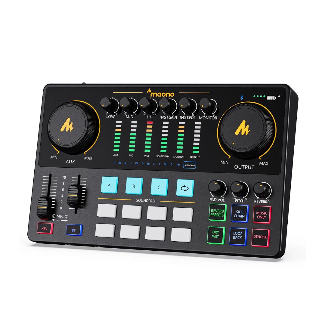 Interfaz de Audio Maono Maonocaster Estudio de Produccion Portatil Conexiones XLR y Jack 3.5mm AME2