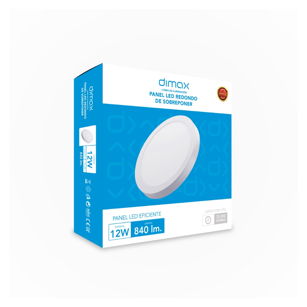 Luz LED Dimax Redonda de Sobreponer Luz Blanca 12W 6500K S152
