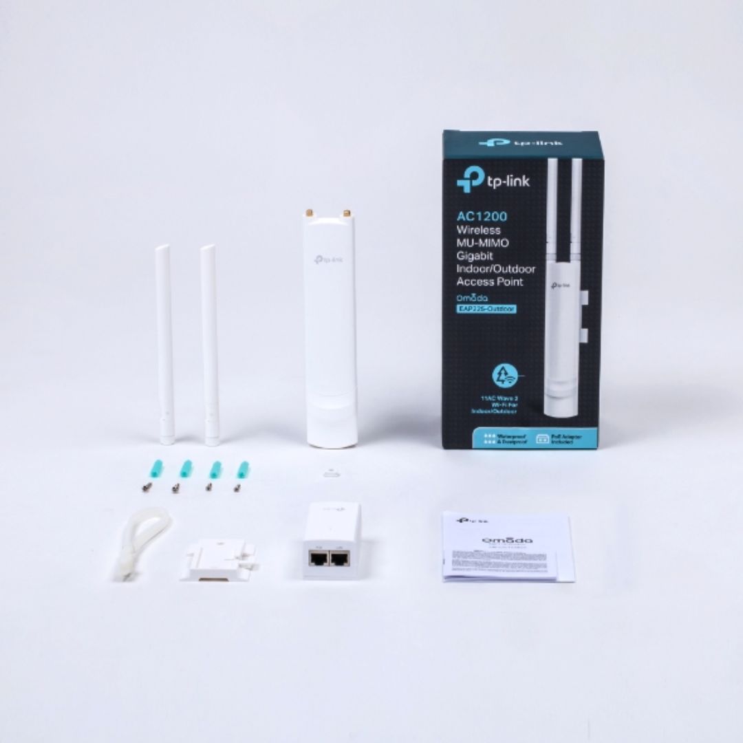 Access Point TP-Link Omada Mesh AC1200 1300Mbps Interior Exterior 2.4 y 5GHz MiMo 2x2 1xGigabit Roaming de Usuarios HotSpot 4 SSID Portal Cautivo EAP225-OUTDOOR