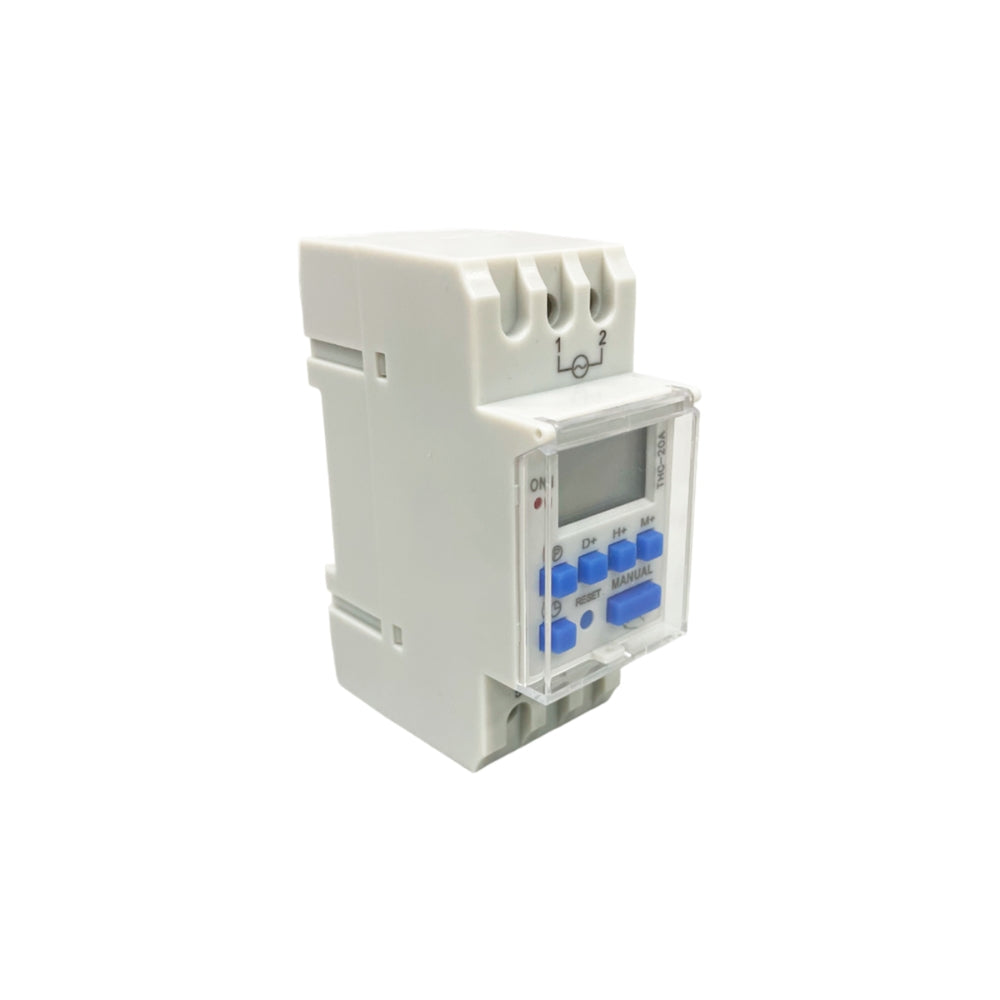 Interruptor Dimax Digital Temporizador 110 240VAC Tiempo Configurable 1min a 168 Horas Contacto hasta 30 Amp Montaje Riel DIN F331