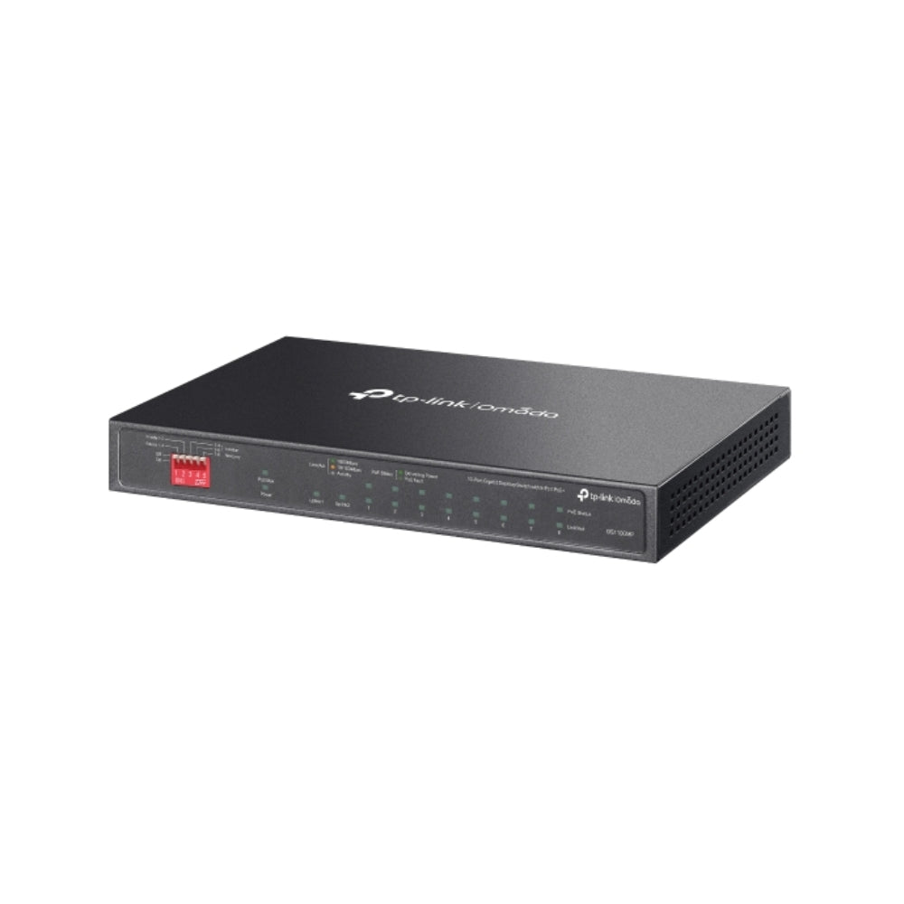 Switch TP-Link Omada 802.3AT/AF 1 Puerto Combo SFP/RJ45 8 Puertos Gigabit POE+ 123Watts DS110GMP