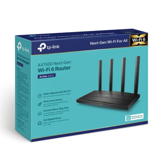 Router TP-Link Inalambrico AX1500 WiFi 6 4 Antenas Doble Banda 2.4 y 5GHz 1xWAN 4xLAN 1xUSB 3.0 Archer AX12